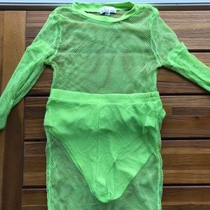 Neon green skirt mesh set